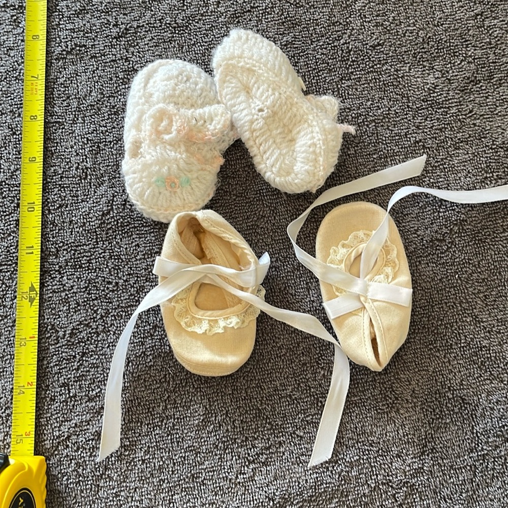 Vintage baby booties- baptism/ christening